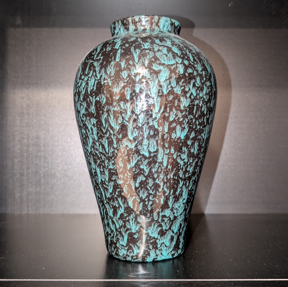 Black and Teal Drip Glaze Vase Ceramic